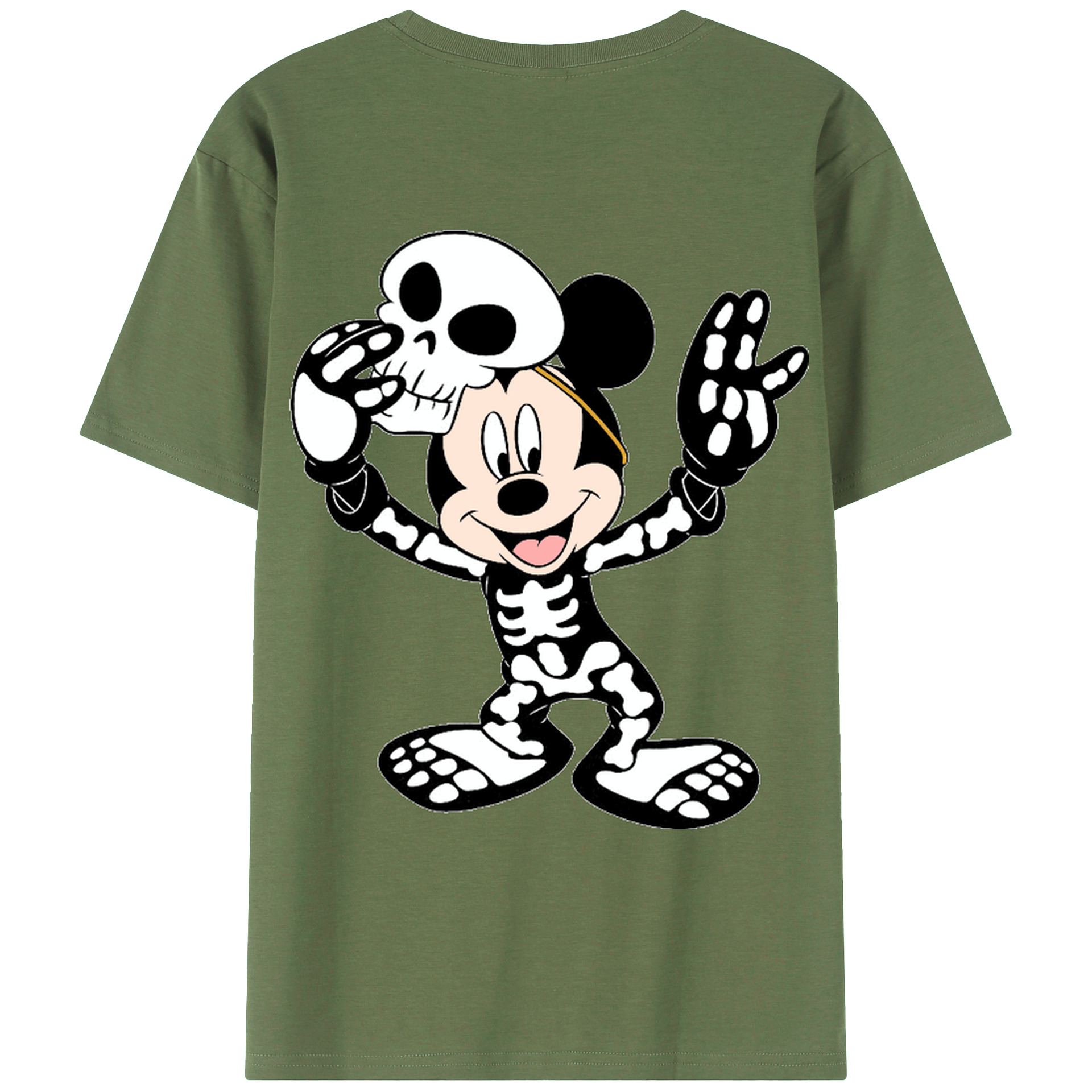 ミッキーマウス Mickey Mouse 綿100％ メンズ半袖Tシャツ（バックプリント） 通気性